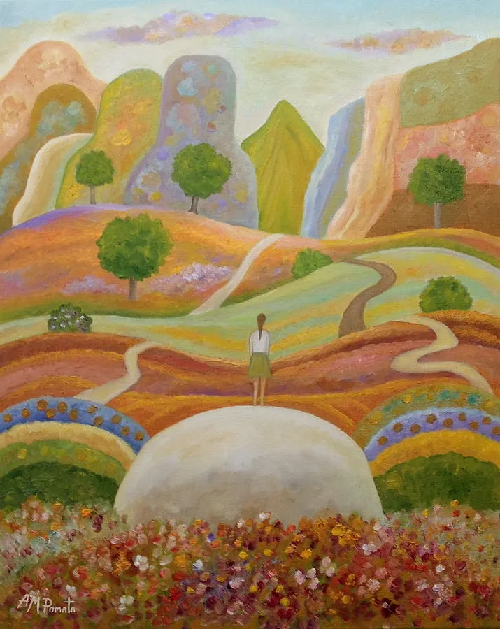 A Challenge Anew, original landscape oil painting by Angeles M Pomata