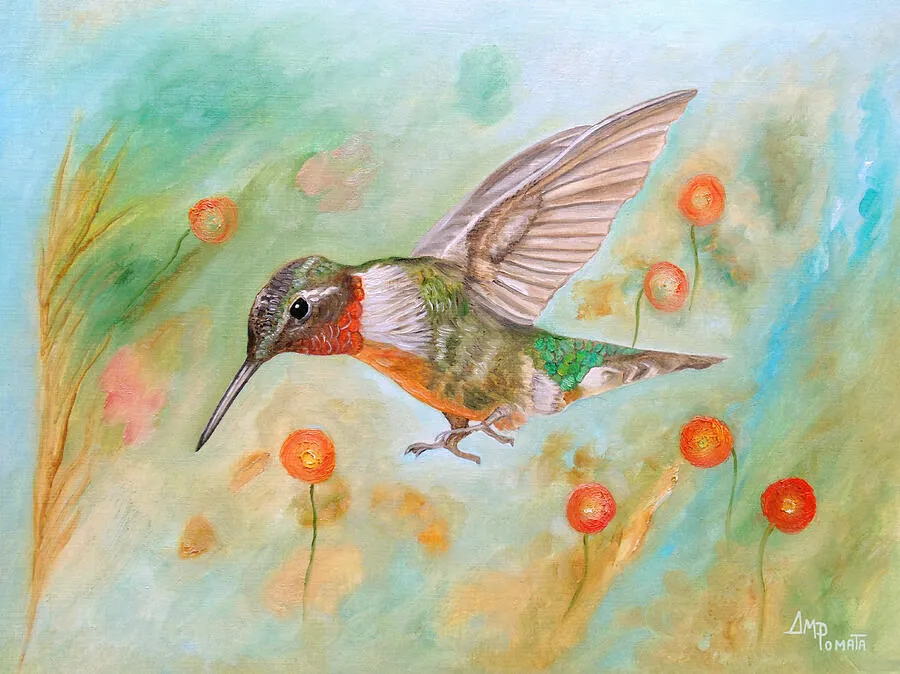 A Little Shine, original landscape oil painting by Angeles M Pomata