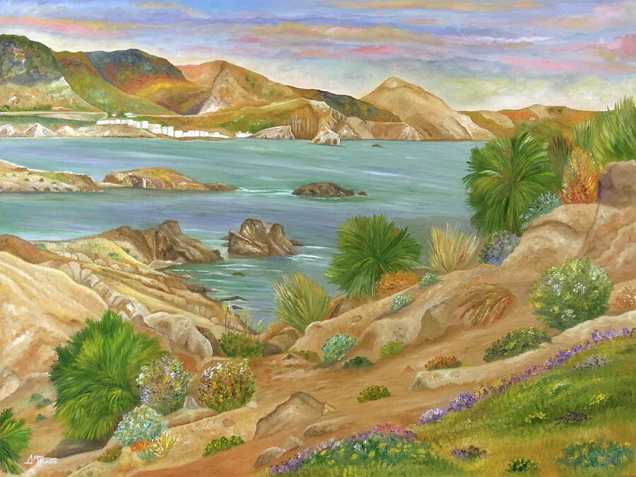 As The Day Unfolds, original coastal oil painting by Angeles M Pomata