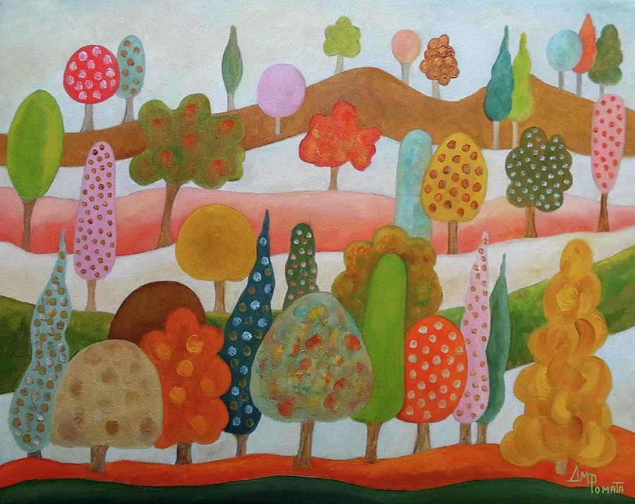 Autumn Joy, original landscape oil painting by Angeles M Pomata