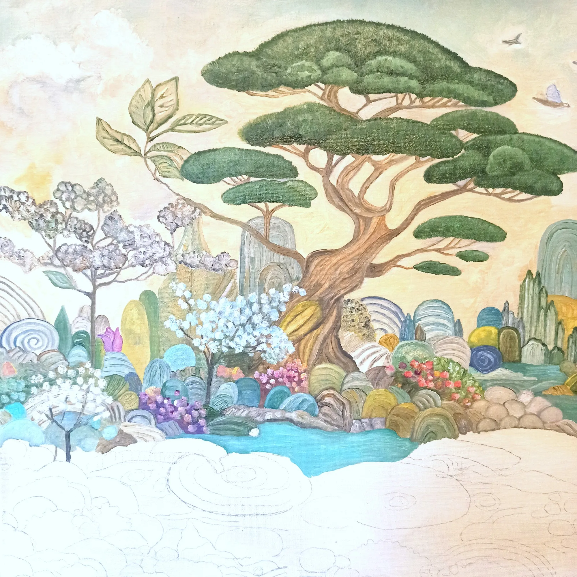 Big Calm in progress: the pine takes shape