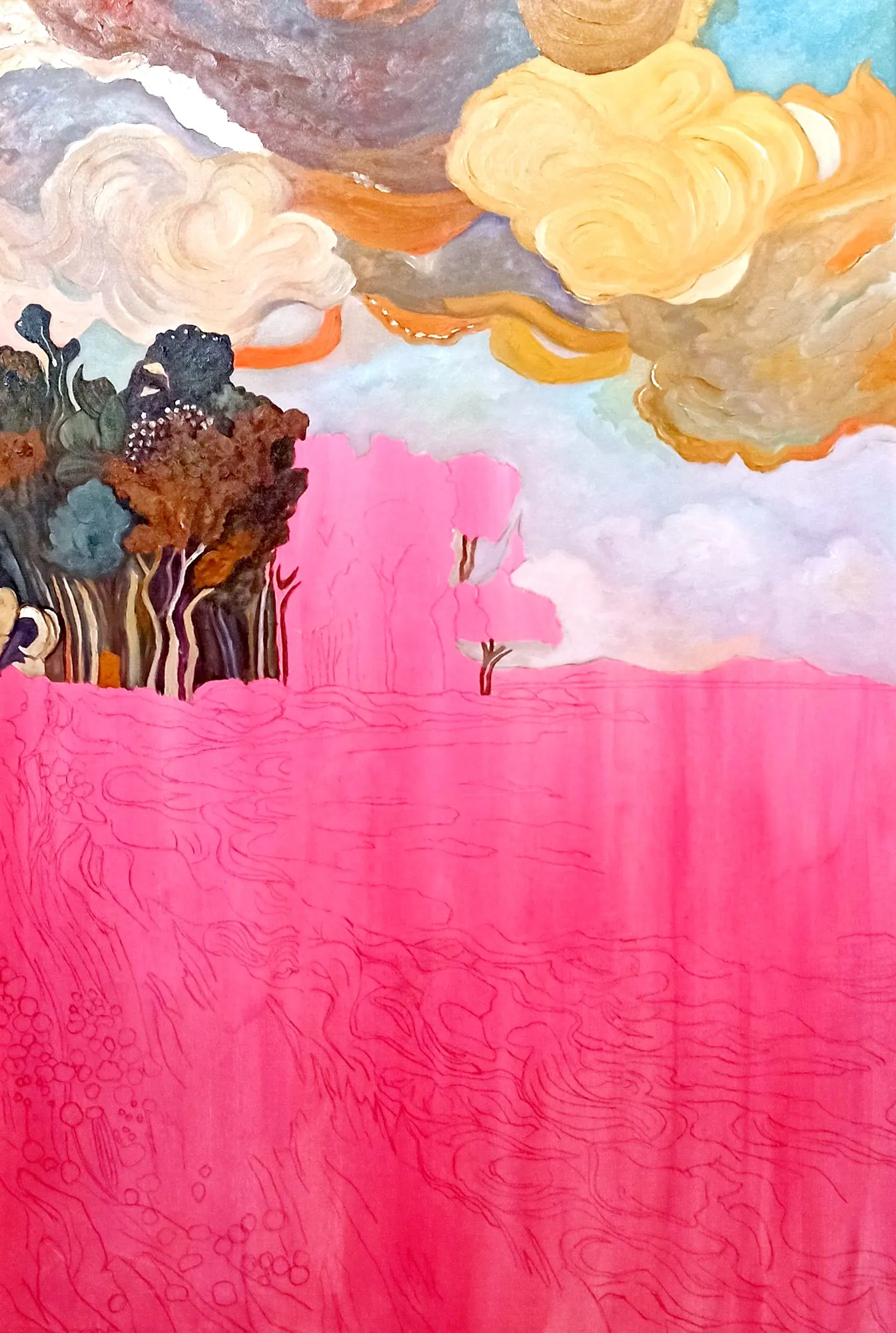 Cradled By The Waves: Over a pink ground