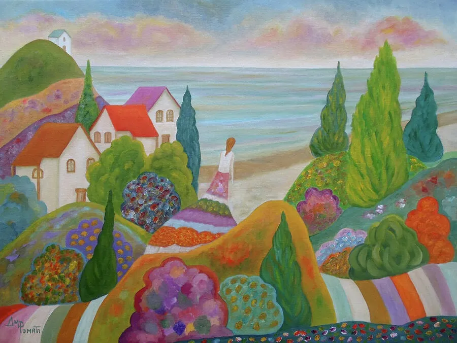 Deep Seeds, original landscape oil painting by Angeles M Pomata
