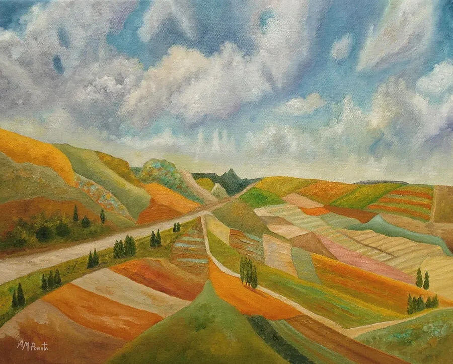 Every Sky Above Us, original landscape oil painting by Angeles M Pomata