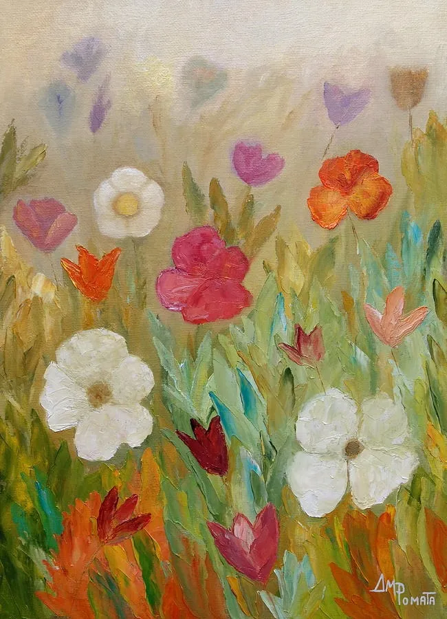 Fading Mist, original floral oil painting by Angeles M Pomata
