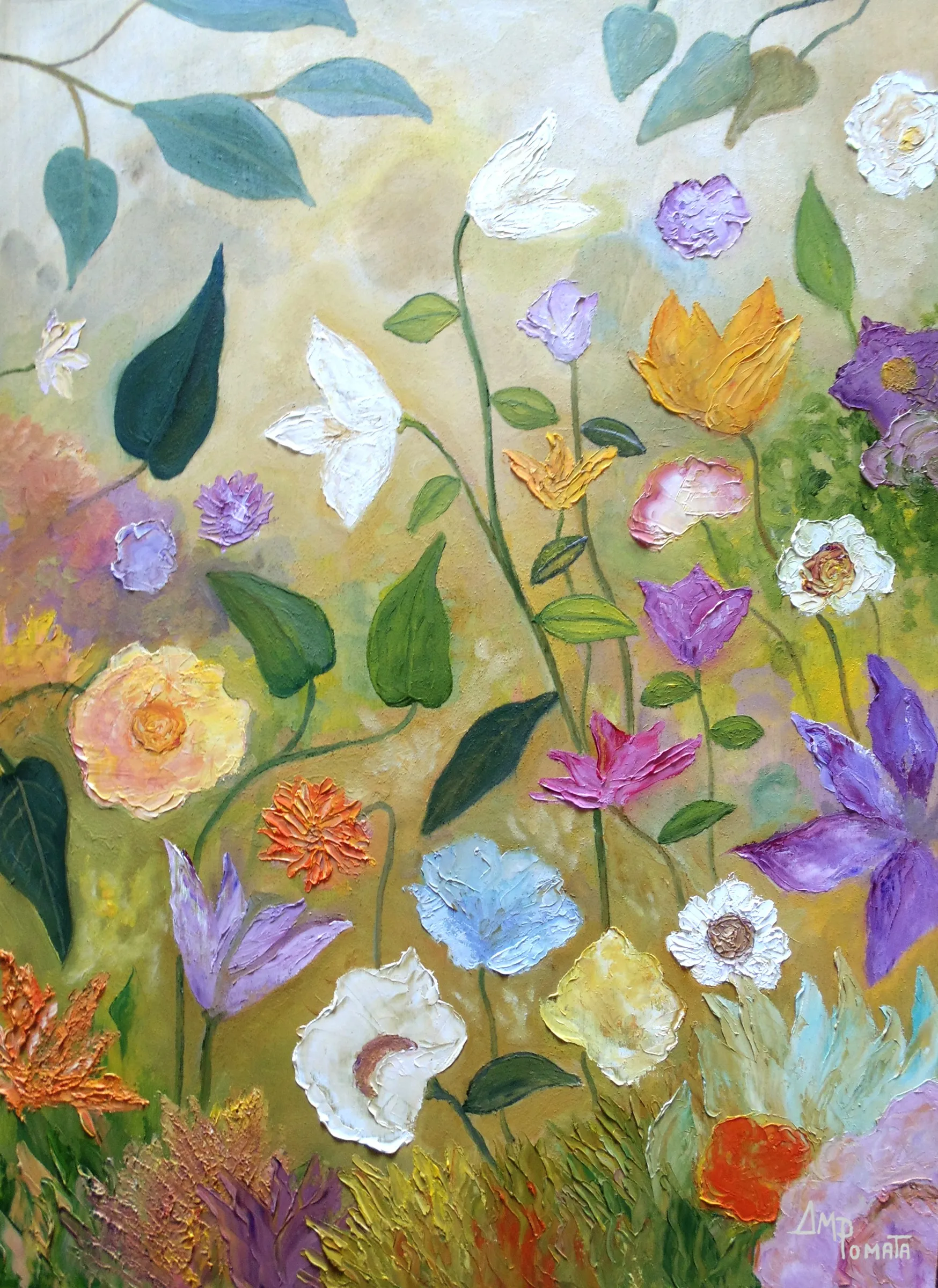 Flower Surge, original floral oil painting by Angeles M Pomata