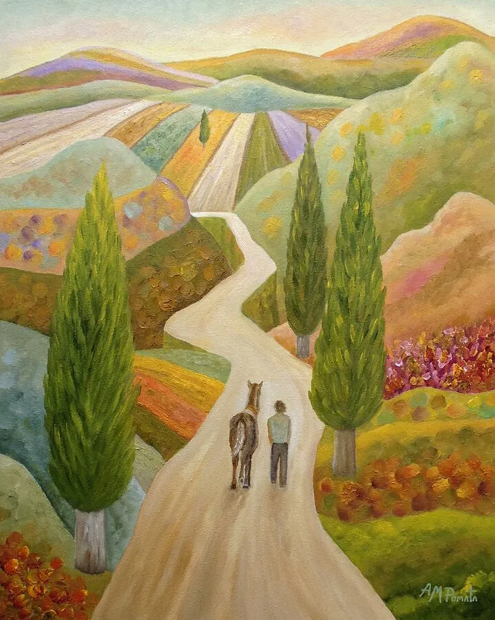 Good Old Friends, original landscape oil painting by Angeles M Pomata