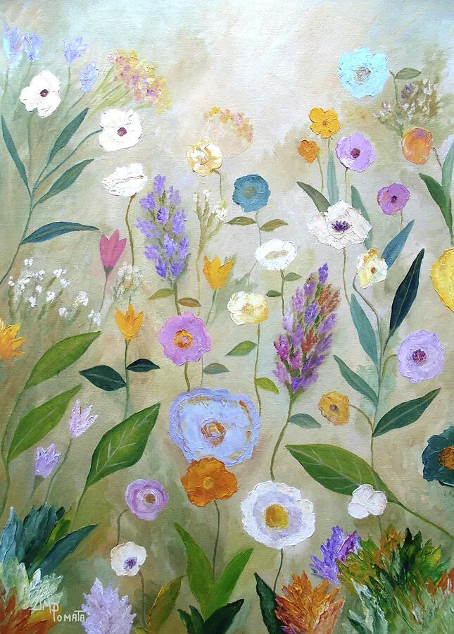 Hazy Morning, original floral oil painting by Angeles M Pomata
