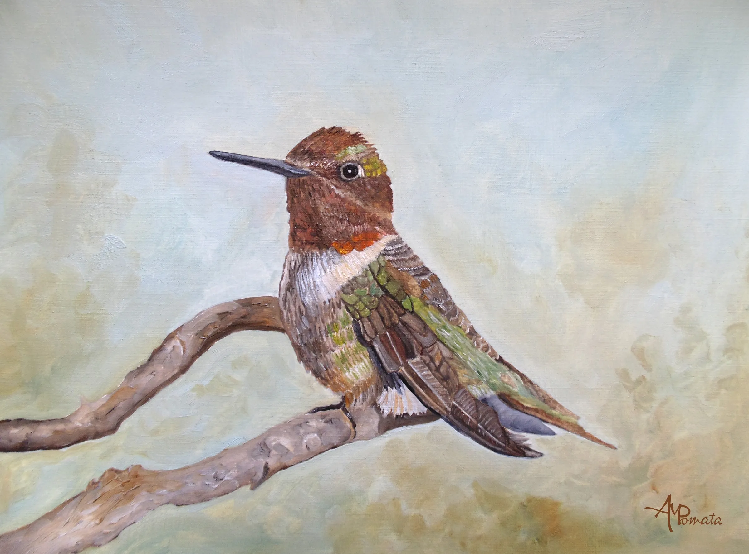 Held In Calm, original landscape oil painting by Angeles M Pomata