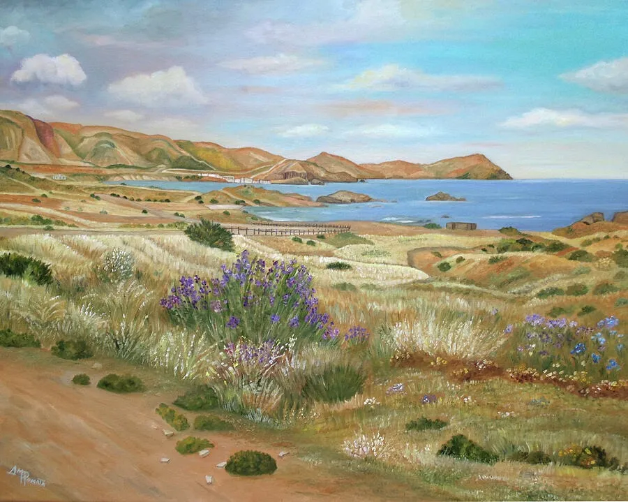 Here To Stay, original coastal oil painting by Angeles M Pomata