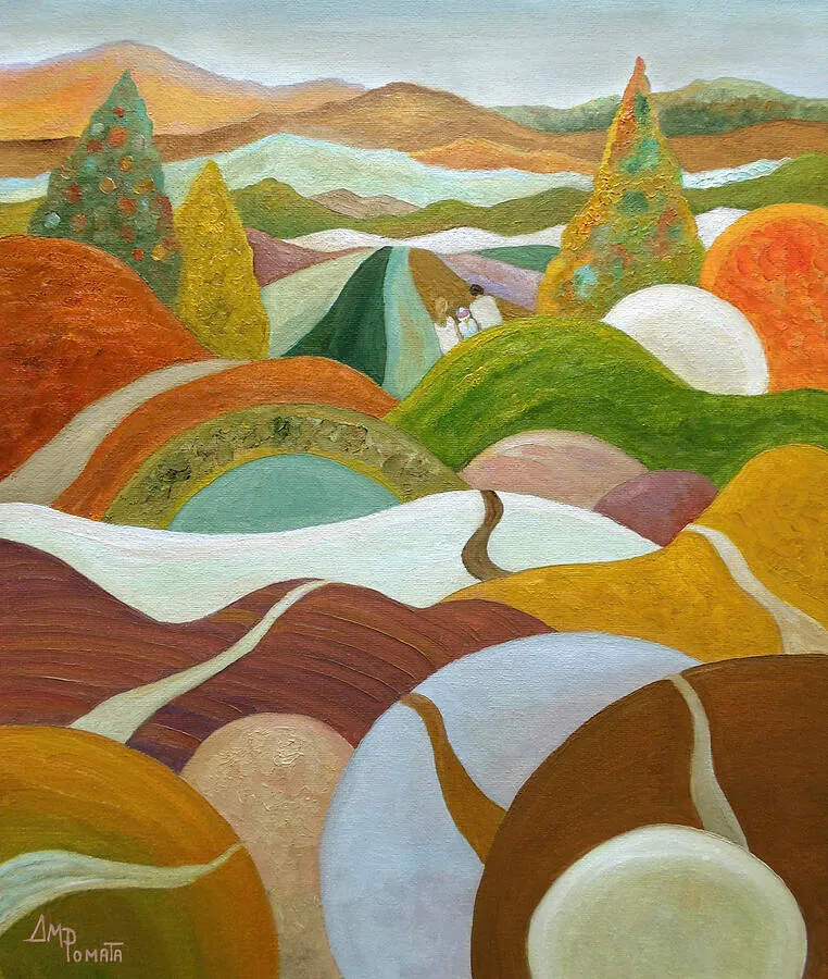 Hold On Tight, original landscape oil painting by Angeles M Pomata