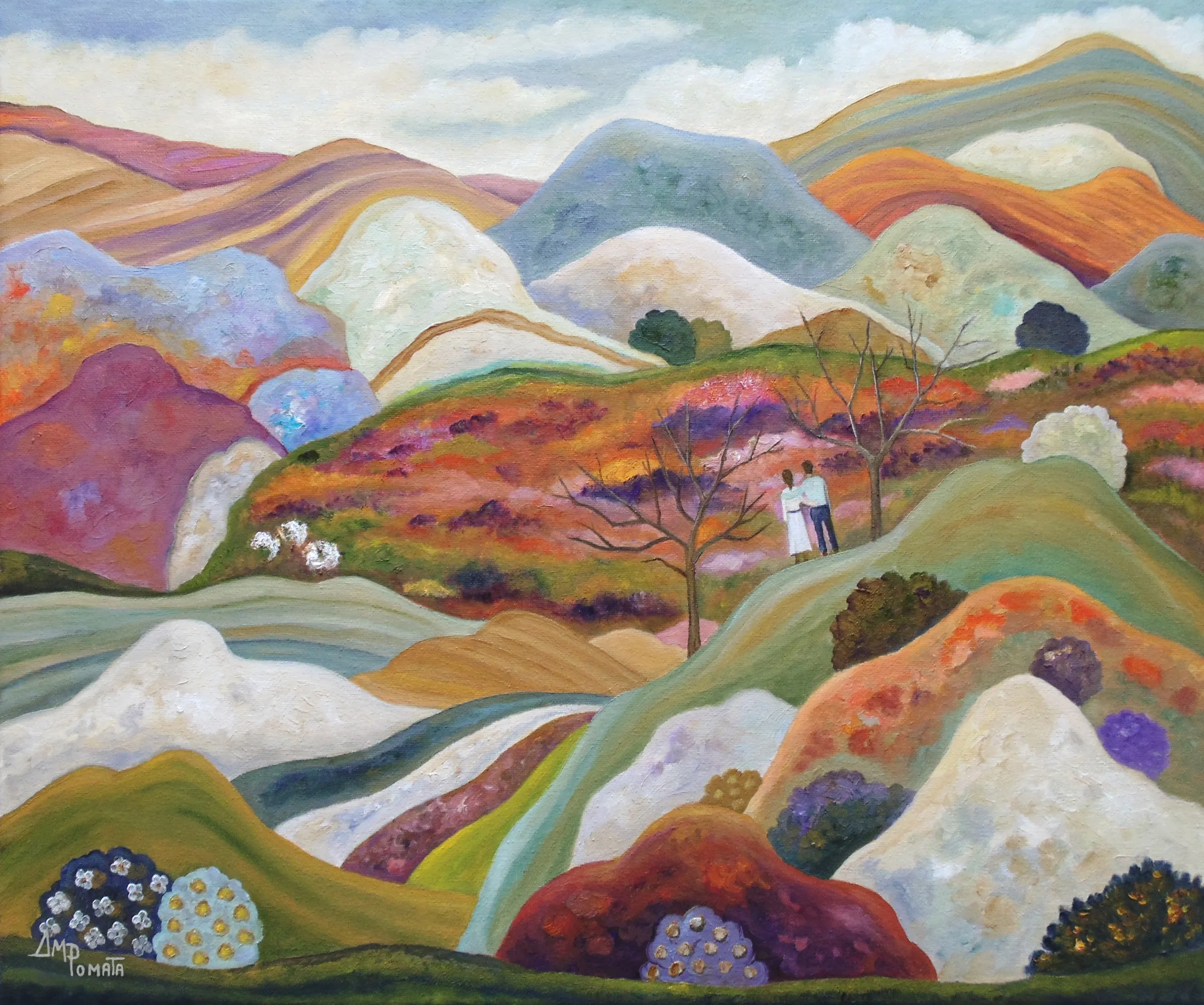 Hold The Line, original landscape oil painting by Angeles M Pomata