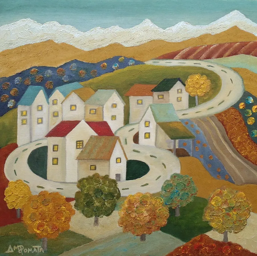 In Pretty Good Company, original landscape oil painting by Angeles M Pomata