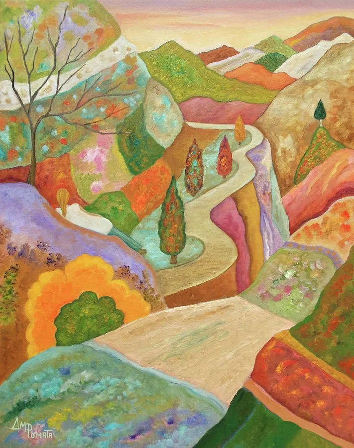 Joys Of Fall, original landscape oil painting by Angeles M Pomata