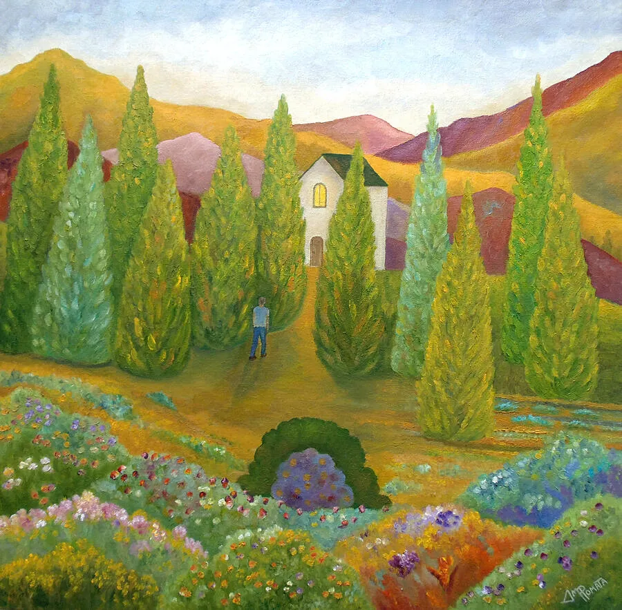 Leave It All Behind, original landscape oil painting by Angeles M Pomata