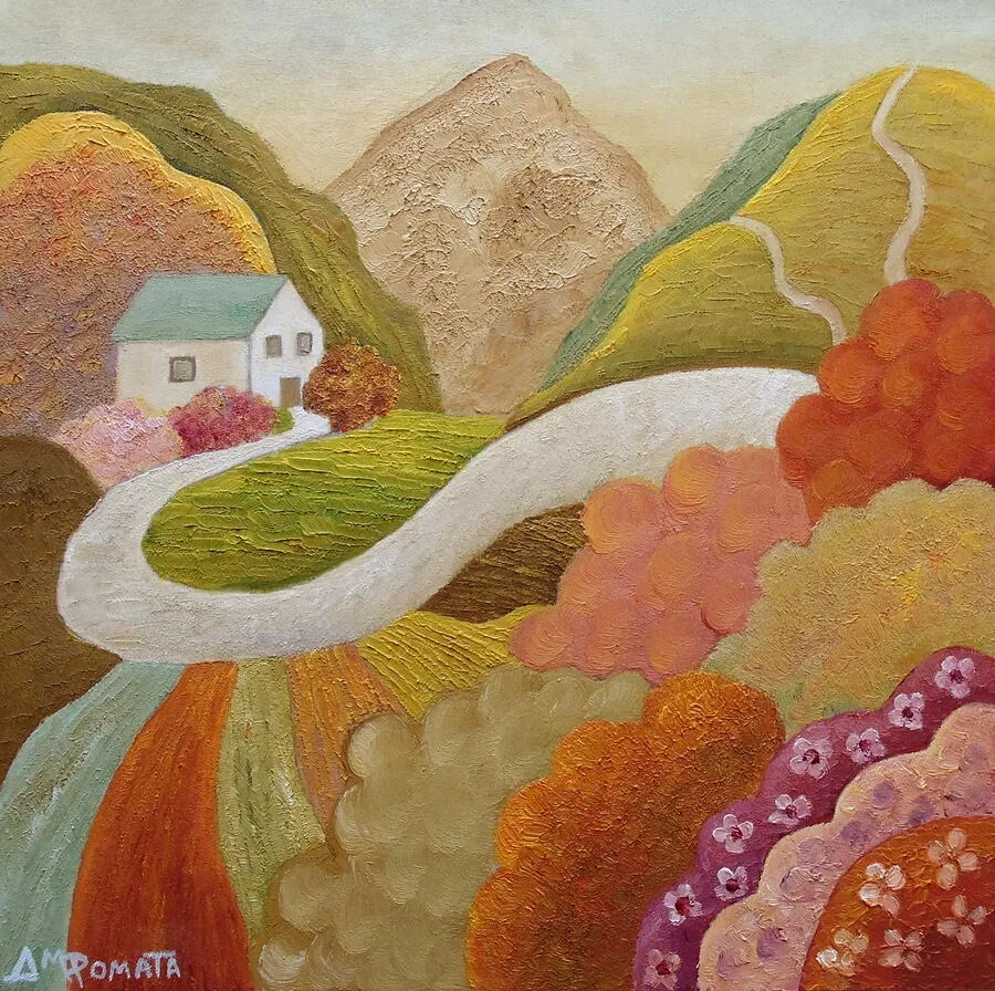 Living Dearly, original landscape oil painting by Angeles M Pomata