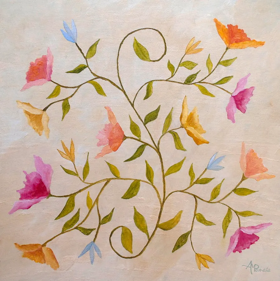Morning-glories, original landscape oil painting by Angeles M Pomata