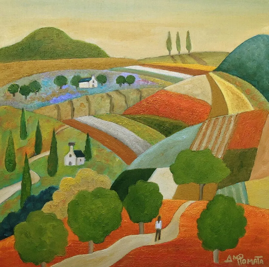 Moving Forward, original landscape oil painting by Angeles M Pomata
