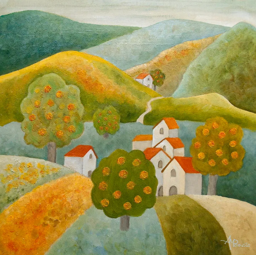 A Place to Stay, original landscape oil painting by Angeles M Pomata