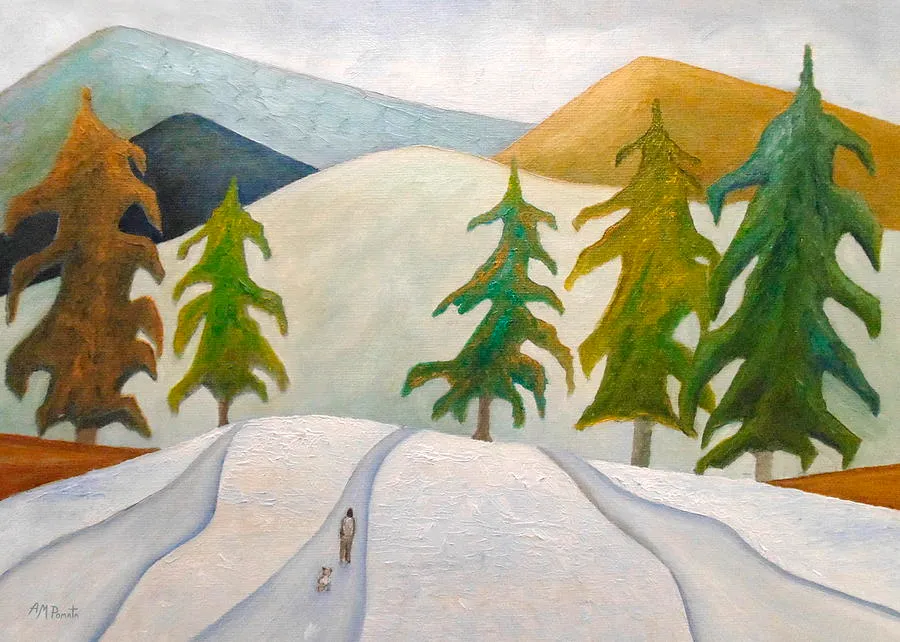 Among Giants, original landscape oil painting by Angeles M Pomata
