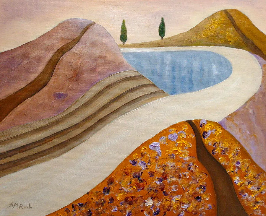 Autumn Spoor, original landscape oil painting by Angeles M Pomata