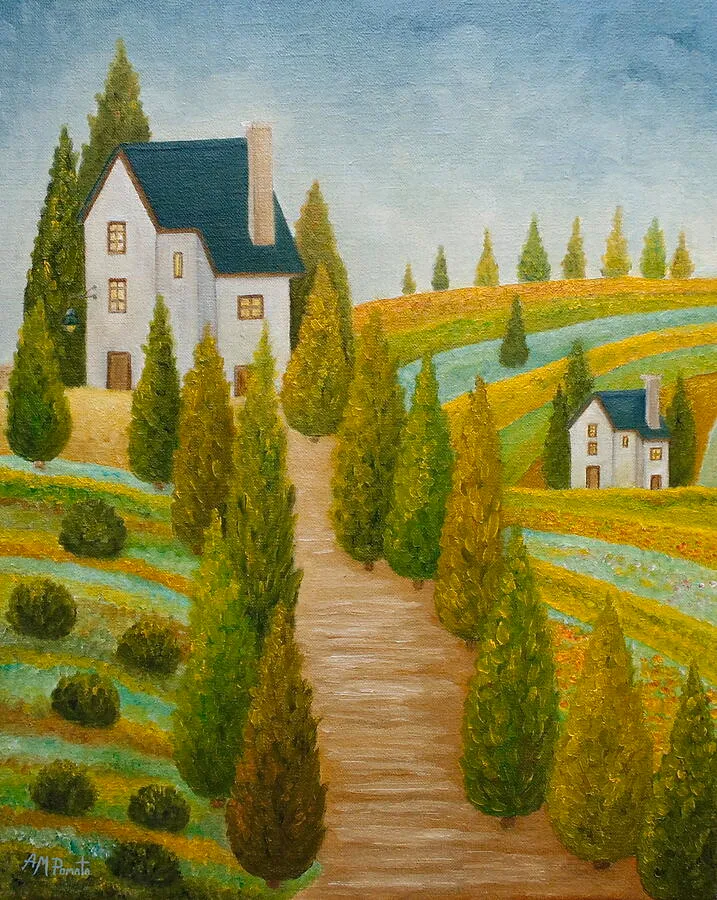 Balmy Spring Evening, original landscape oil painting by Angeles M Pomata