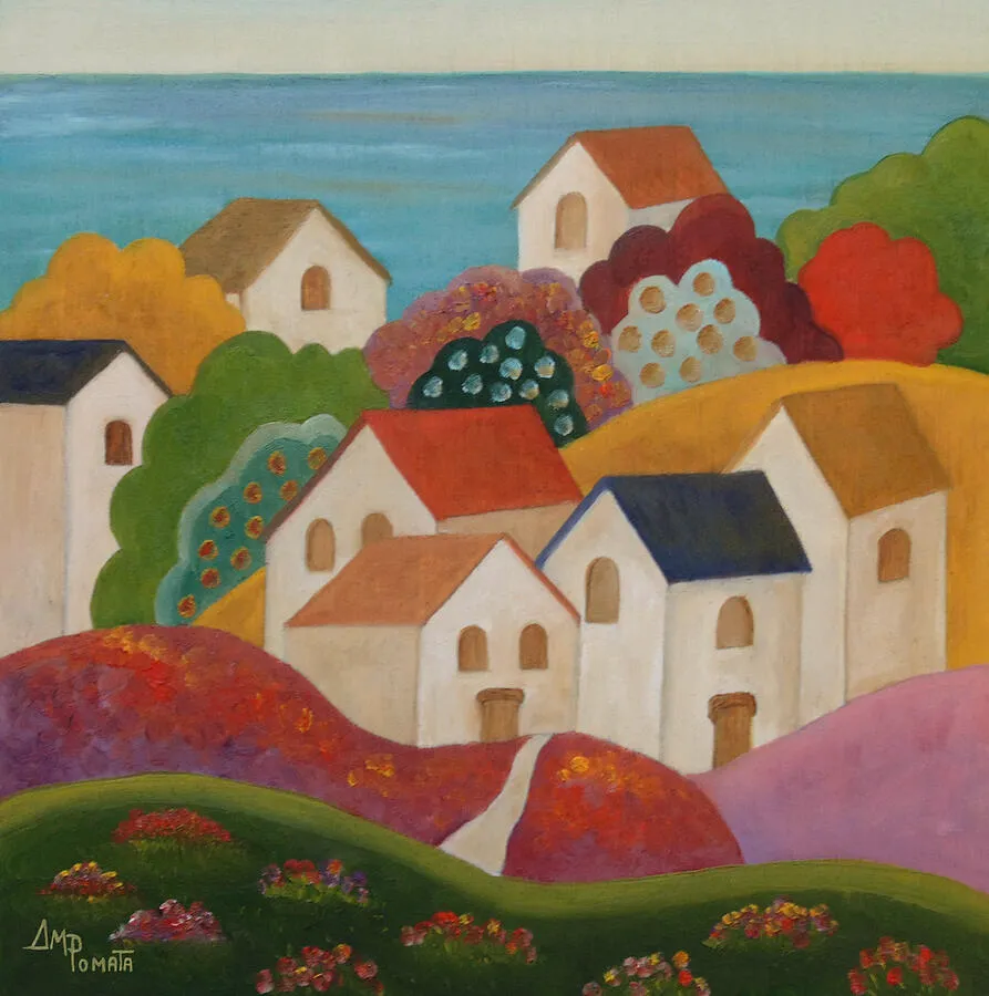 Bright Days Ahead, original landscape oil painting by Angeles M Pomata