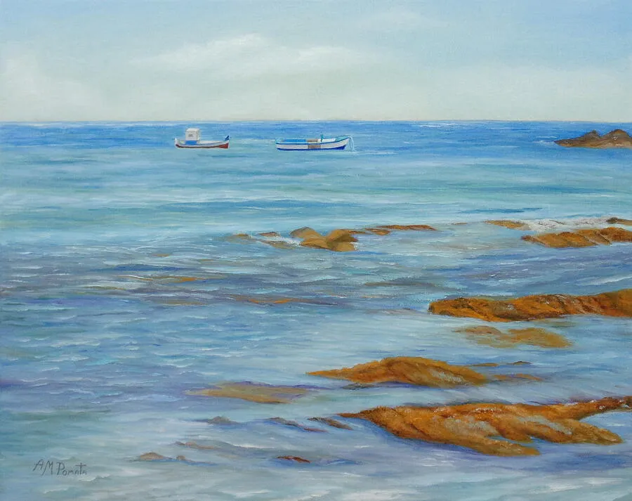 From The Shore, original seascape oil painting by Angeles M Pomata