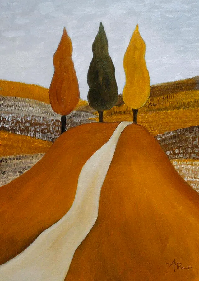 Just The Three Of Us, original landscape oil painting by Angeles M Pomata
