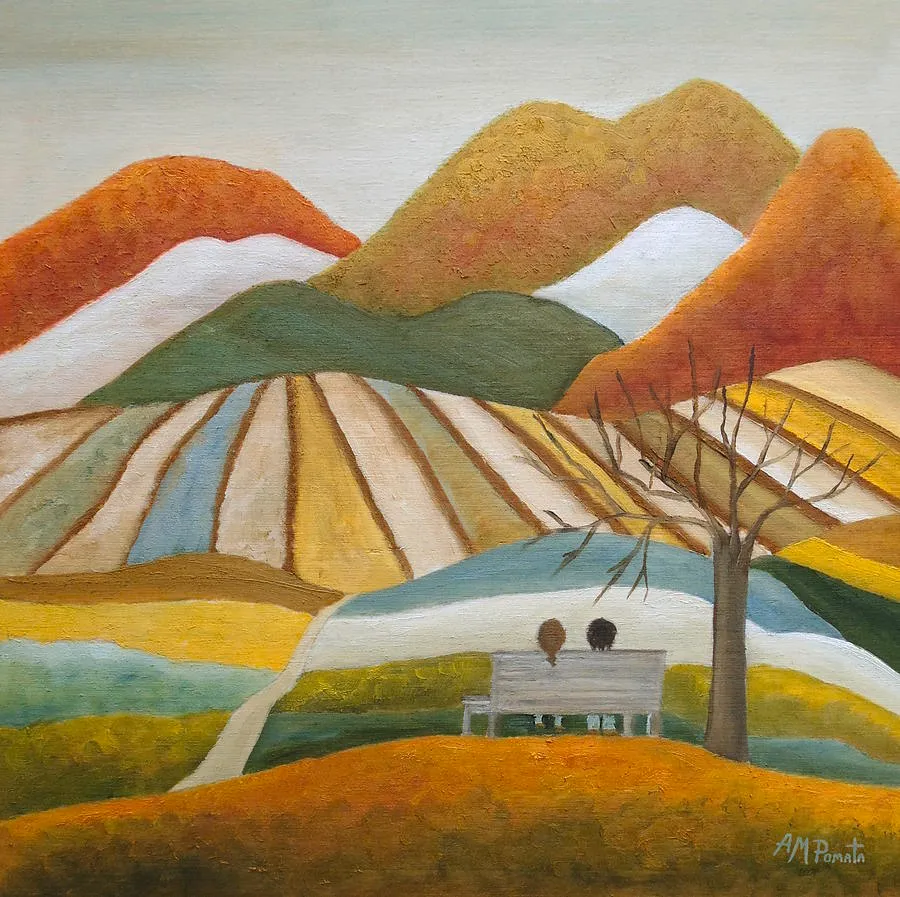 Let Us Just Stay Together, original landscape oil painting by Angeles M Pomata