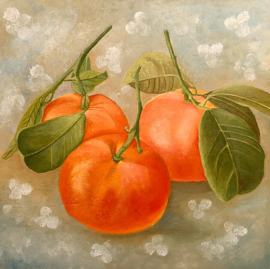 Mandarins, original still life oil painting by Angeles M Pomata