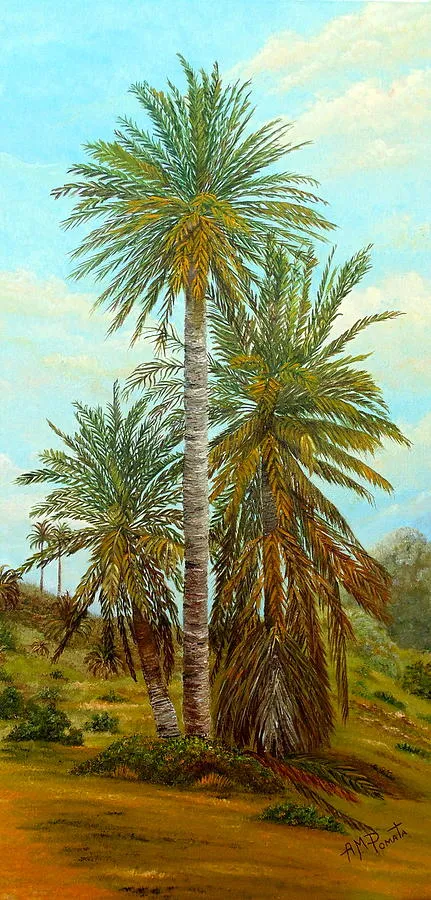 Palm Trees, original landscape oil painting by Angeles M Pomata
