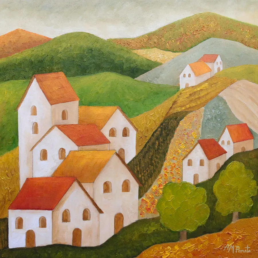 Peace Days Keepsake, original landscape oil painting by Angeles M Pomata