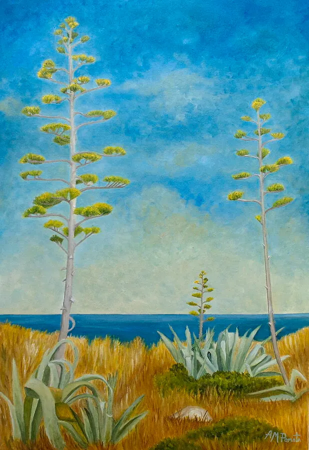 Pitas In Bloom, original seascape oil painting by Angeles M Pomata
