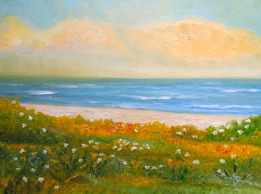 Splendor Rays, original landscape oil painting by Angeles M Pomata