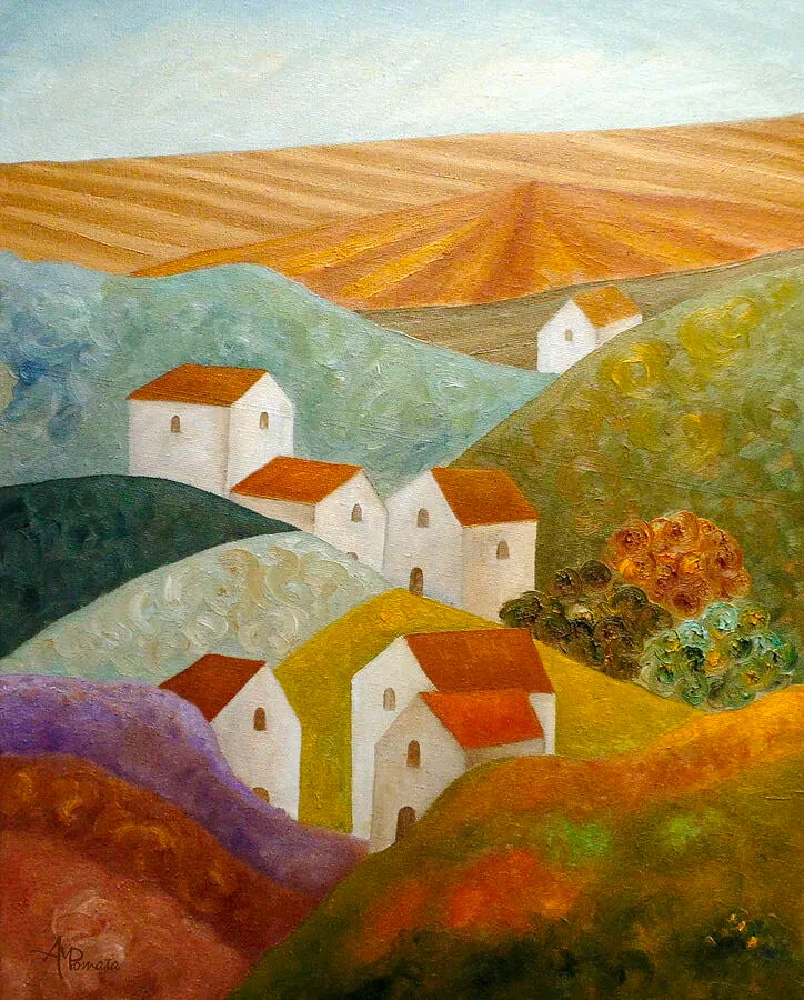 The Color Of Memories, original landscape oil painting by Angeles M Pomata