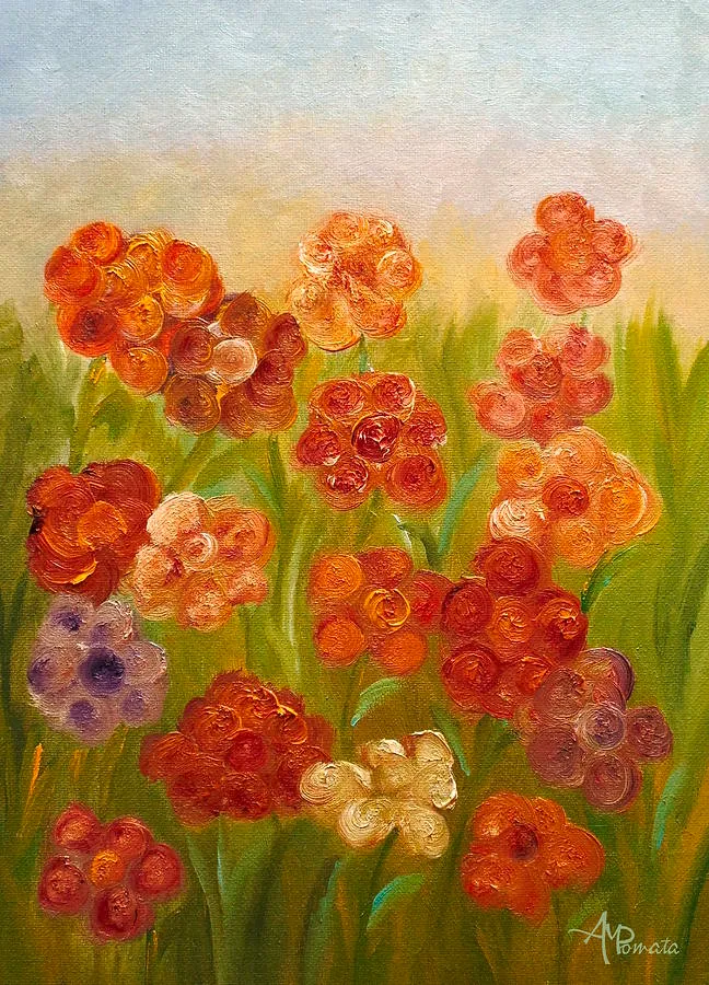 The Garden Of Joy, original floral oil painting by Angeles M Pomata