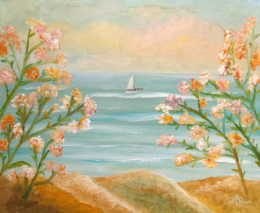 Those Splendid Summers, original seascape oil painting by Angeles M Pomata