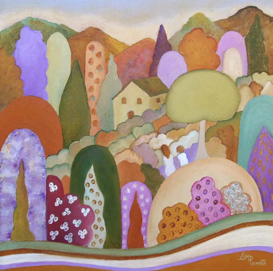 Quality Time, original landscape oil painting by Angeles M Pomata