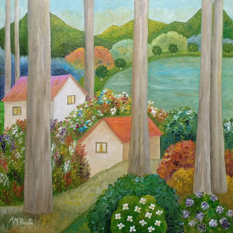 Spring Breeze, original landscape oil painting by Angeles M Pomata