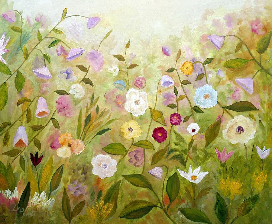Sweet Renewal, original landscape oil painting by Angeles M Pomata