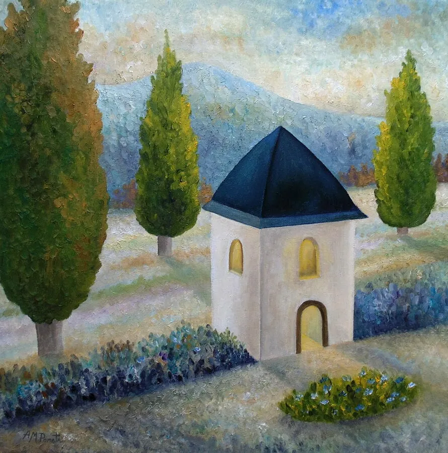 The Light Within, original landscape oil painting by Angeles M Pomata