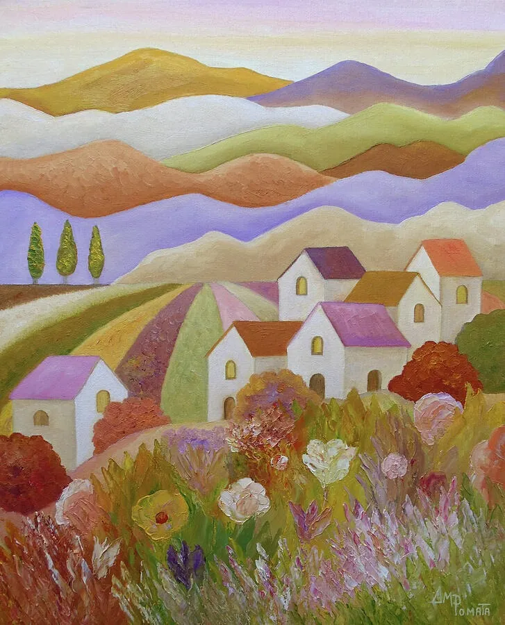 Through The Midspring, original landscape oil painting by Angeles M Pomata