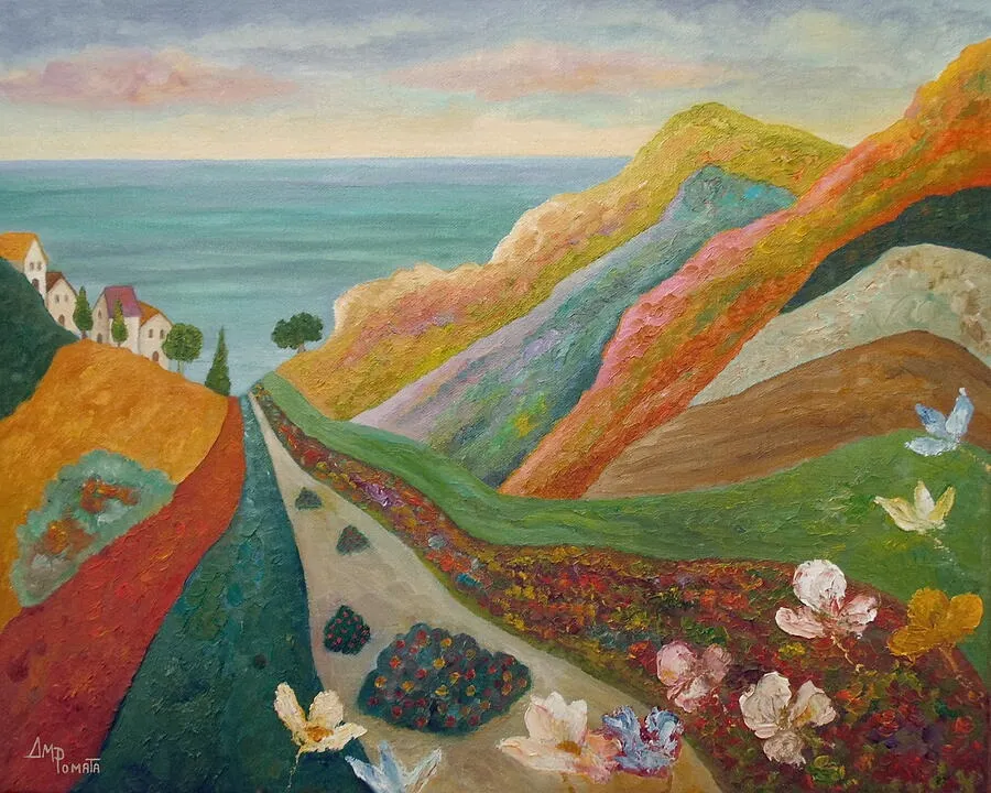 Tides Of Bloom, original coastal oil painting by Angeles M Pomata