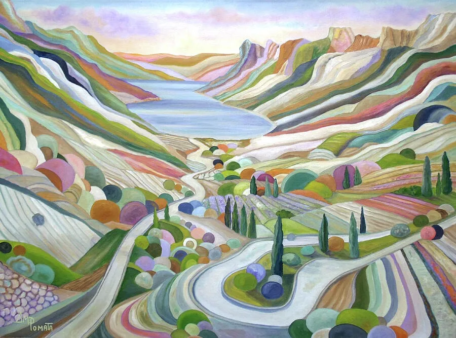 Treasure The Quiet, original landscape oil painting by Angeles M Pomata