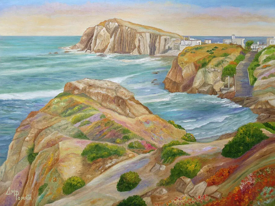 Wane Of August, original coastal oil painting by Angeles M Pomata