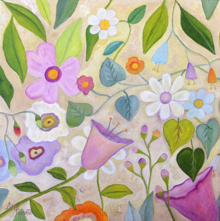 Warm Spring Breeze, original landscape oil painting by Angeles M Pomata