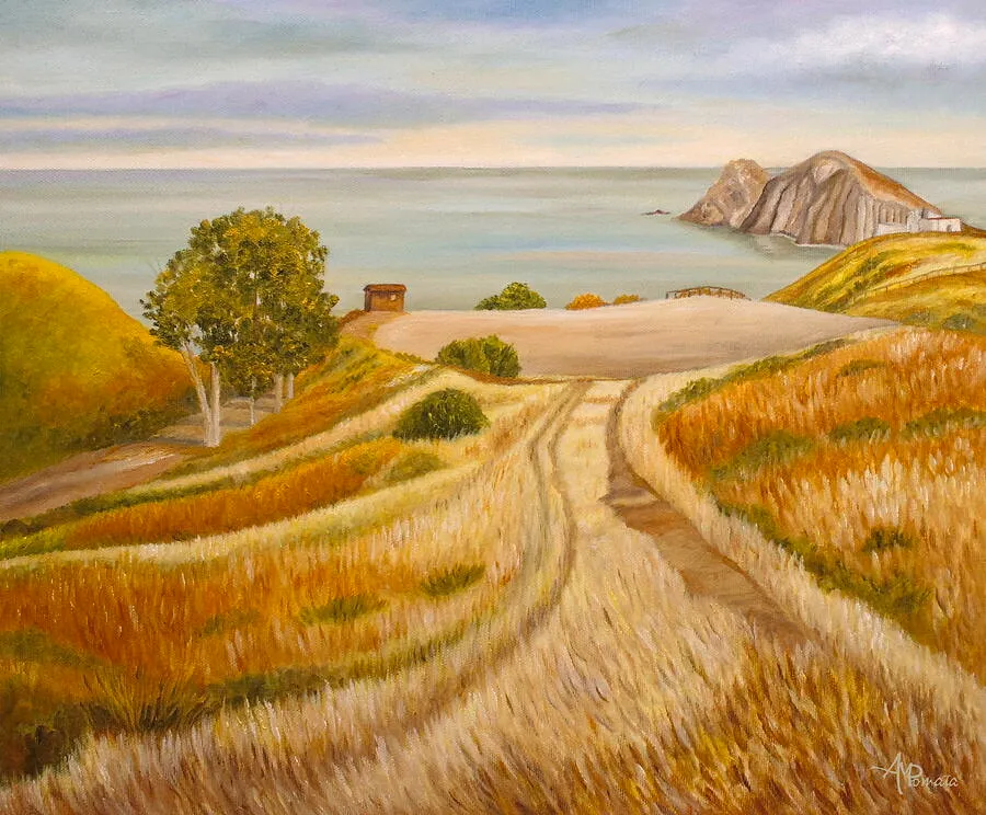 Wherever You May Be, original coastal oil painting by Angeles M Pomata