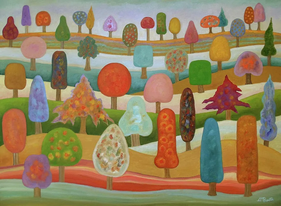 Woodlands, original landscape oil painting by Angeles M Pomata