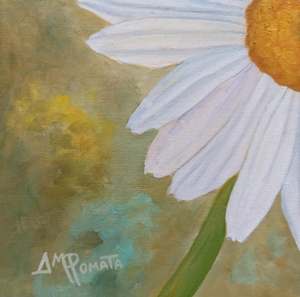 White On Green Daisies: Detail 1